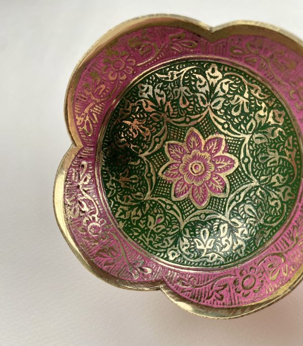 Coupelle rose et vert motifs floraux – Image 2