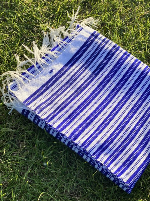 Fouta en laine d'été - bleu Majorelle
